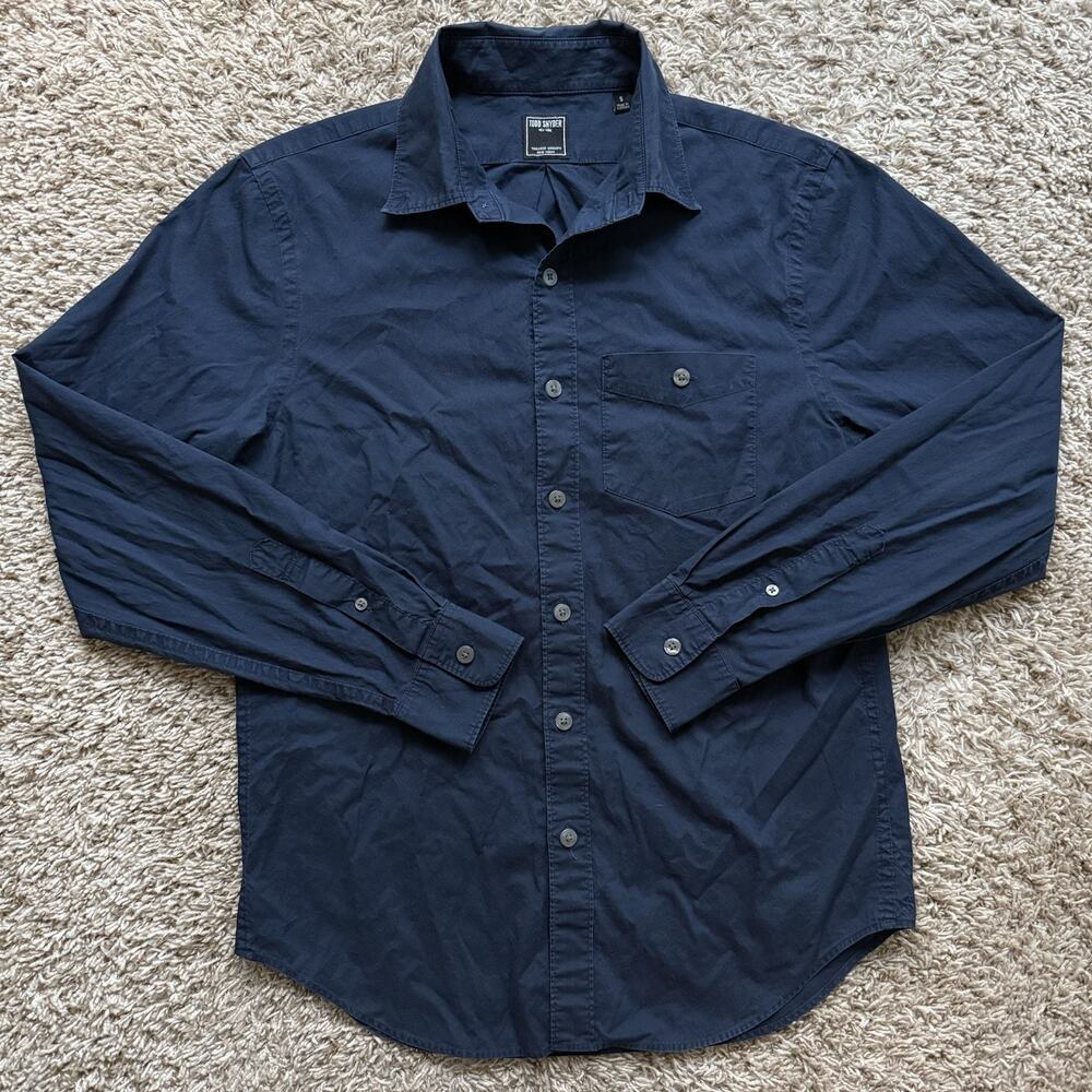Todd Snyder Navy Blue Button Up LongSleeve Dress Shirt Cotton Men’s Size Small